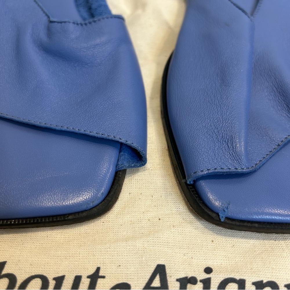 About Arianne Ojih Cel Soft Leather Flat Mules Slides Sandals Blue - Picture 4 of 9